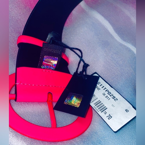 Roberto Cavalli patent leather Barbie pink neon wide waist belt adjustable - Picture 6 of 10